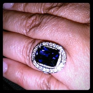 Sterling silver blue sapphire diamond simulant